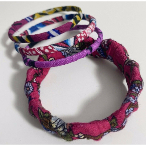 Floral Fabric Bangle 4-Piece Set (PINK) - Picture 1 of 2